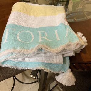 Victorias Secret Beach Blanket Throw Pastel Rainbow Pride Logo Stripe Boho Light